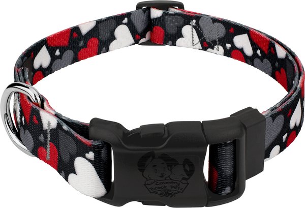 Show full view: Country Brook Petz Deluxe Be Mine Dog Collar, Black, X-Small: 9 to 11-in neck, 1/2-in wide slide 1 of 5