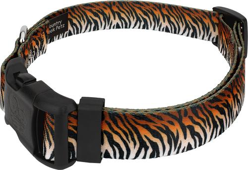 Show full view: Country Brook Petz Deluxe Bengal Tiger Stripes Dog Collar, Orange, 13 to 16-in neck, 1-in wide slide 4 of 6