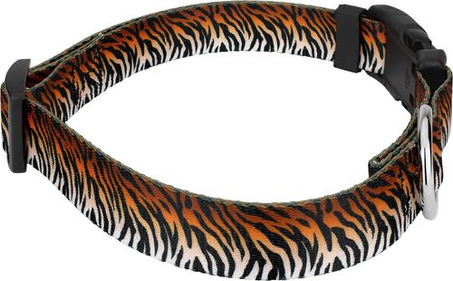 Show full view: Country Brook Petz Deluxe Bengal Tiger Stripes Dog Collar, Orange, 9 to 11-in neck, 1/2-in wide slide 4 of 5