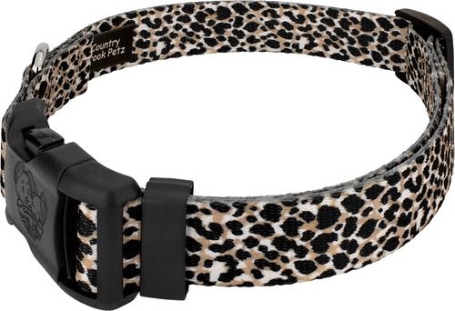 Show full view: Country Brook Petz Deluxe Cheetah Dog Collar, Black, 16 to 22-in neck, 1-in wide slide 3 of 5