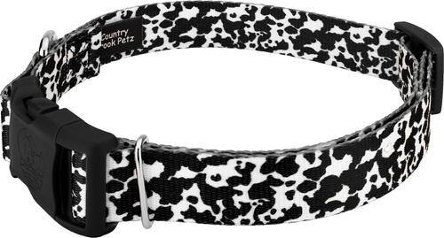 Show full view: Country Brook Petz Deluxe Dairy Cow Dog Collar, Black, 7 to 9-in neck, 1/2-in wide slide 3 of 5