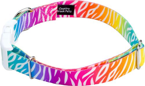 Show full view: Country Brook Petz Deluxe Fashion Zebra Dog Collar, Multi-Colored, 18 to 26-in neck, 1-in wide slide 5 of 7