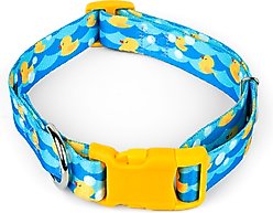 Country Brook Petz Deluxe Just Ducky Dog Collar with Yellow Buckle, Blue, X-Large: 18 to 26-in neck, 1-in wide