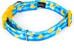 Country Brook Petz Deluxe Just Ducky Dog Collar with Yellow Buckle, Blue, X-Large: 18 to 26-in neck, 1-in wide slide 2 of 6