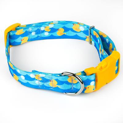 Show full view: Country Brook Petz Deluxe Just Ducky Dog Collar with Yellow Buckle, Blue, X-Large: 18 to 26-in neck, 1-in wide slide 5 of 7