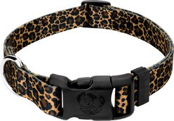 Country Brook Petz Deluxe Leopard Print Dog Collar, Brown, 9 to 11-in neck, 1/2-in wide