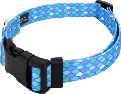 Show full view: Country Brook Petz Deluxe Mermaid Scales Dog Collar, Blue, 16 to 22-in neck, 1-in wide slide 5 of 7