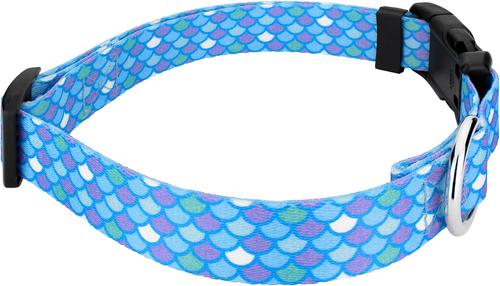 Show full view: Country Brook Petz Deluxe Mermaid Scales Dog Collar, Blue, 9 to 11-in neck, 1/2-in wide slide 6 of 7