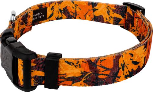 Show full view: Country Brook Petz Orange Sunset Camo Deluxe Dog Collar, Orange, X-Small slide 5 of 7