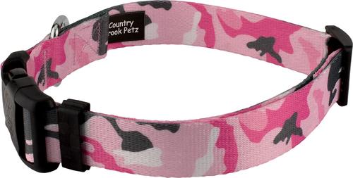 Show full view: Country Brook Petz Deluxe Pink & Grey Camo Dog Collar, Pink, XX-Small slide 5 of 7