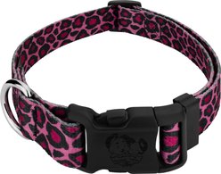 Country Brook Petz Deluxe Pink Leopard Dog Collar, Pink, 13 to 16-in neck, 1-in wide