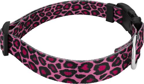 Show full view: Country Brook Petz Deluxe Pink Leopard Dog Collar, Pink, 9 to 11-in neck, 1/2-in wide slide 4 of 5