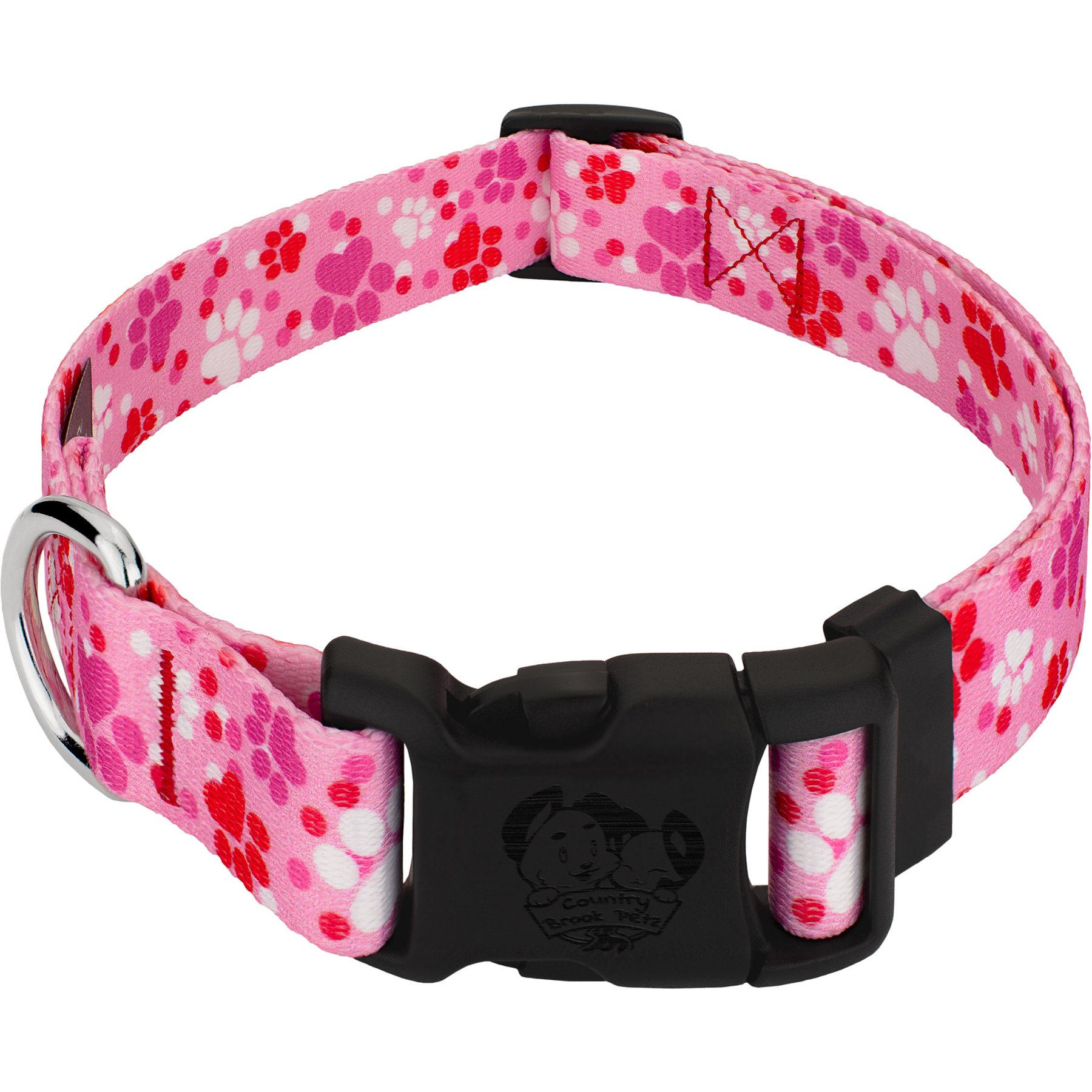 Country Brook Petz Deluxe Puppy Love Dog Collar, Pink, Large: 16 to 22-in neck, 1-in wide
