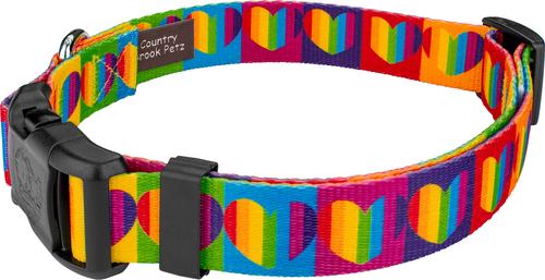 Show full view: Country Brook Petz Deluxe Rainbow Hearts Dog Collar, Multi, X-Large: 18 to 26-in neck, 1-in wide slide 5 of 7