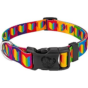 Country Brook Petz Deluxe Rainbow Hearts Dog Collar, Multi, XX-Small: 7 to 9-in neck, 1/2-in wide