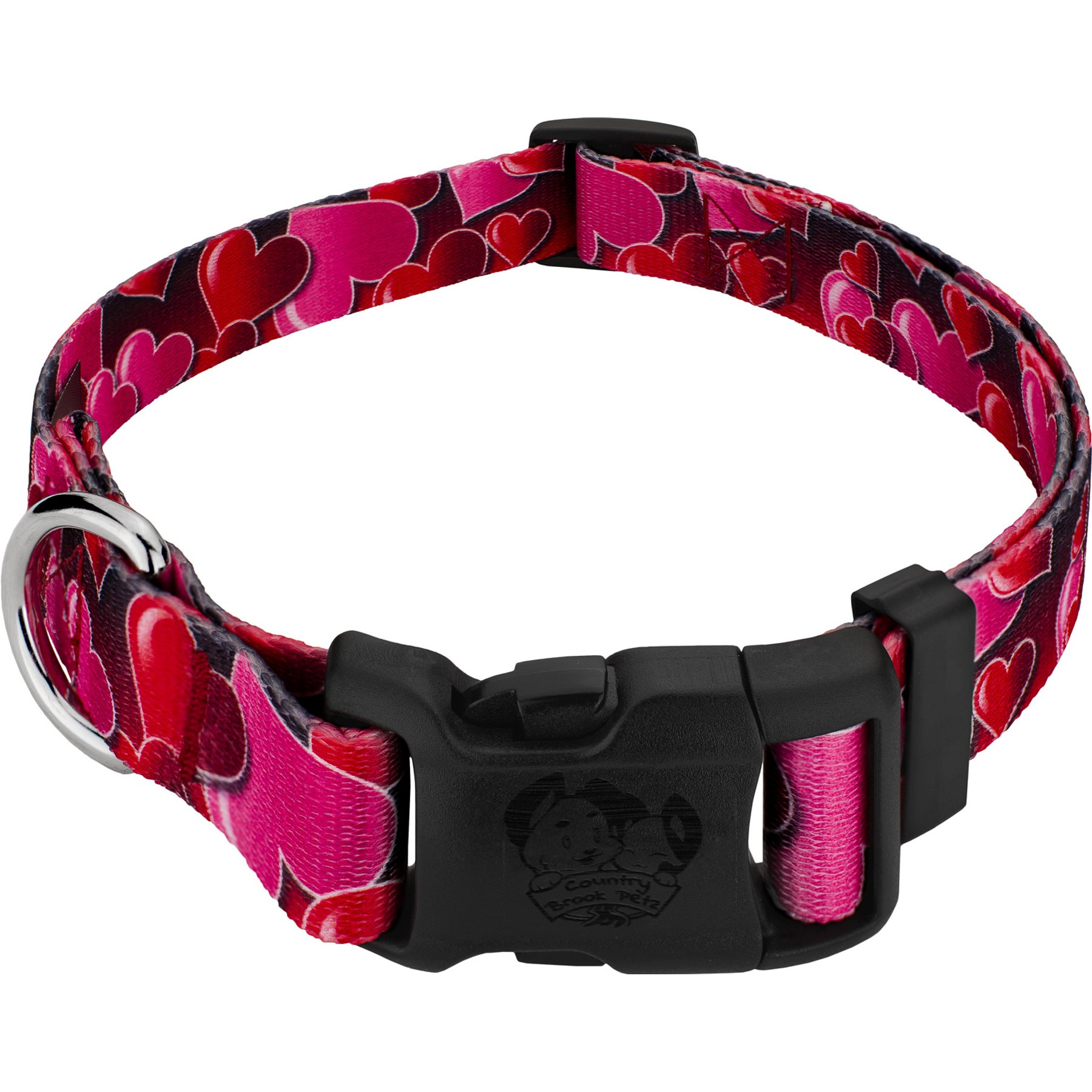 Country Brook Petz Deluxe Romantic Hearts Dog Collar, Red, X-Large: 18 to 26-in neck, 1-in wide
