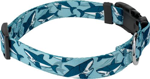 Show full view: Country Brook Petz Deluxe Sharks Dog Collar, Blue, Medium: 13 to 16-in neck, 1-in wide slide 6 of 8