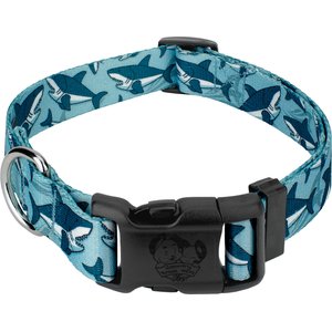 Country Brook Petz Deluxe Sharks Dog Collar, Blue, Small: 11 to 13-in neck, 5/8-in wide