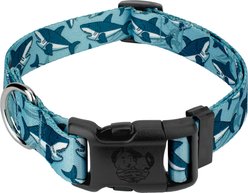 Country Brook Petz Deluxe Sharks Dog Collar, Blue, X-Small: 9 to 11-in neck, 1/2-in wide
