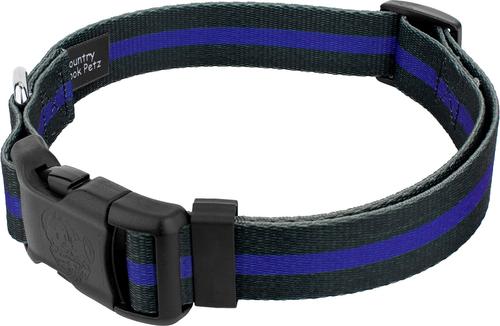 Show full view: Country Brook Petz Deluxe Thin Blue Line Dog Collar, Black, Medium slide 3 of 5