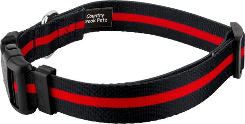 Show full view: Country Brook Petz Deluxe Thin Red Line Dog Collar, Black, Medium slide 3 of 5
