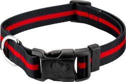 Country Brook Petz Deluxe Thin Red Line Dog Collar, Black, X-Small
