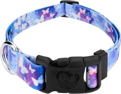 Country Brook Petz Deluxe Watercolor Butterflies Dog Collar, Blue, Large: 16 to 22-in neck, 1-in wide