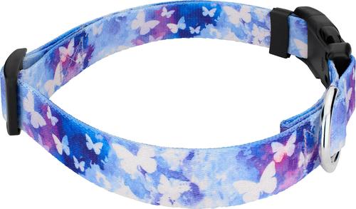 Show full view: Country Brook Petz Deluxe Watercolor Butterflies Dog Collar, Blue, Small: 11 to 13-in neck, 5/8-in wide slide 5 of 7