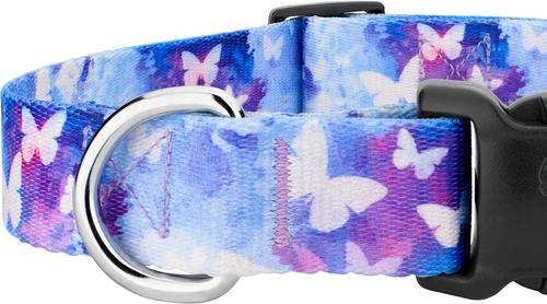 Show full view: Country Brook Petz Deluxe Watercolor Butterflies Dog Collar, Blue, Small: 11 to 13-in neck, 5/8-in wide slide 6 of 7
