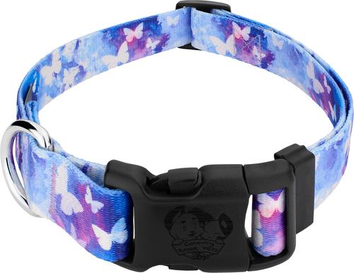 Show full view: Country Brook Petz Deluxe Watercolor Butterflies Dog Collar, Blue, X-Large: 18 to 26-in neck, 1-in wide slide 1 of 6