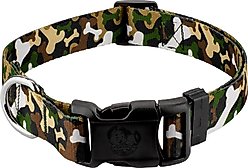Country Brook Petz Deluxe Woodland Bone Camo Dog Collar, Green, Small