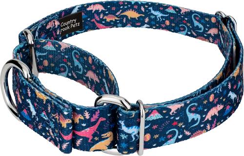 Show full view: Country Brook Petz Dinosaurs Martingale Dog Collar, Blue, X-Large: 23 to 31-in neck, 1-in wide slide 4 of 6