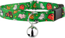 Country Brook Petz Farm Life Y'all Breakaway Cat Collar, Green, 8 to 12-in neck, 1/2-in wide