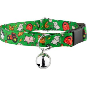 Country Brook Petz Farm Life Y'all Breakaway Cat Collar, Green, 8 to 12-in neck, 1/2-in wide
