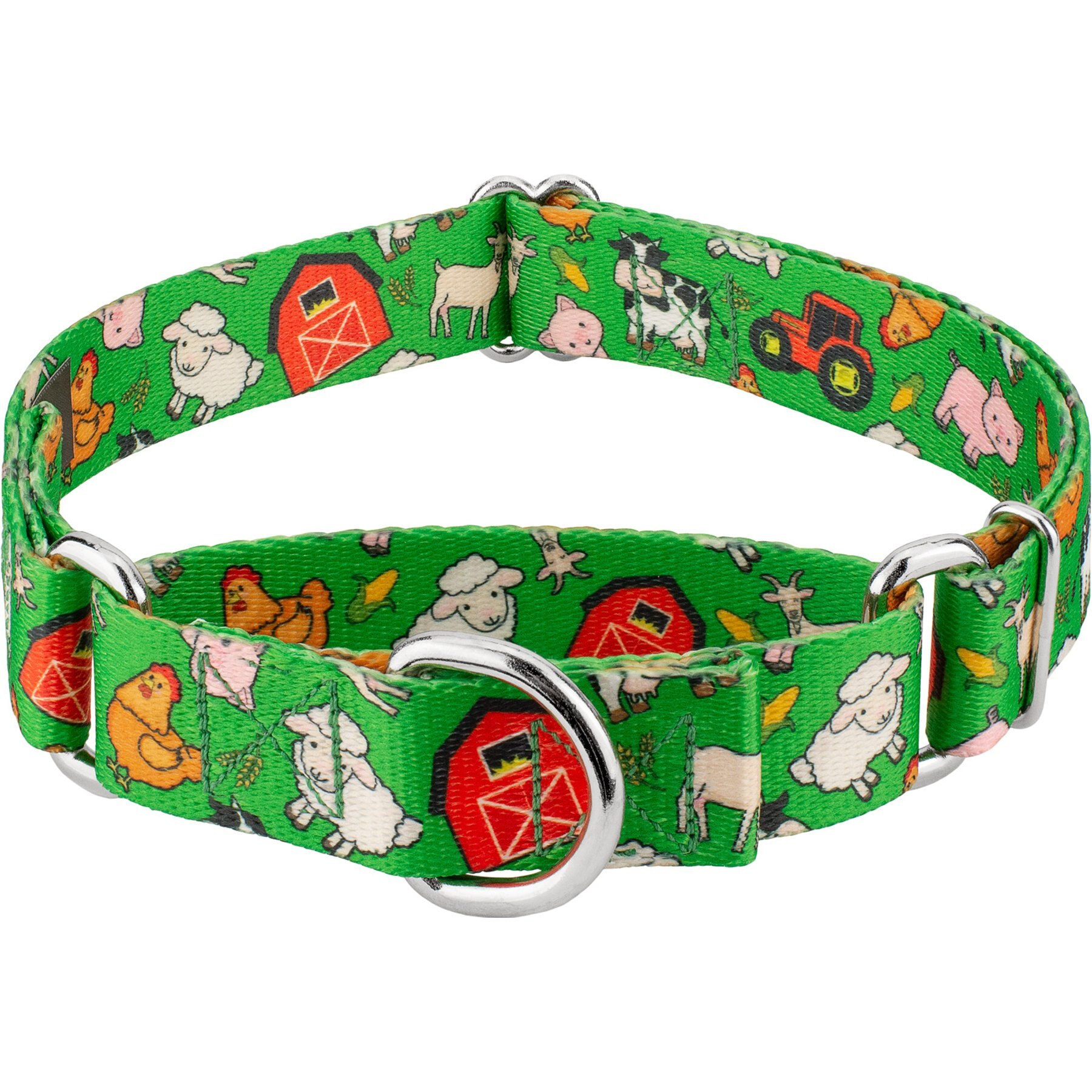 Country Brook Petz Farm Life Y'all Martingale Dog Collar, Green, Medium: 15 to 21-in neck, 1-in wide