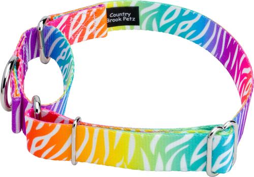 Show full view: Country Brook Petz Fashion Zebra Polyester Martingale Dog Collar, Large: 18 to 26-in neck, 1-in wide slide 4 of 7