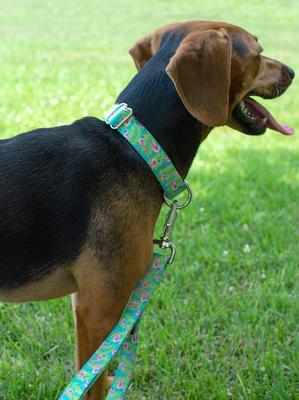 Show full view: Country Brook Petz Flamingos Martingale Dog Collar, Teal, Large: 18 to 26-in neck, 1-in wide slide 3 of 8