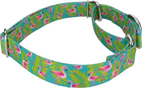 Show full view: Country Brook Petz Flamingos Martingale Dog Collar, Teal, Medium: 15 to 21-in neck, 1-in wide slide 6 of 8