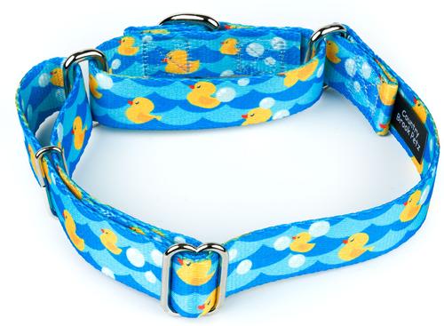 Show full view: Country Brook Petz Just Ducky Martingale Dog Collar, Blue, Medium: 15 to 21-in neck, 1-in wide slide 4 of 5
