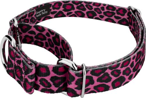 Show full view: Country Brook Petz Leopard Polyester Martingale Dog Collar, Pink, Large: 18 to 26-in neck, 1-in wide slide 5 of 6