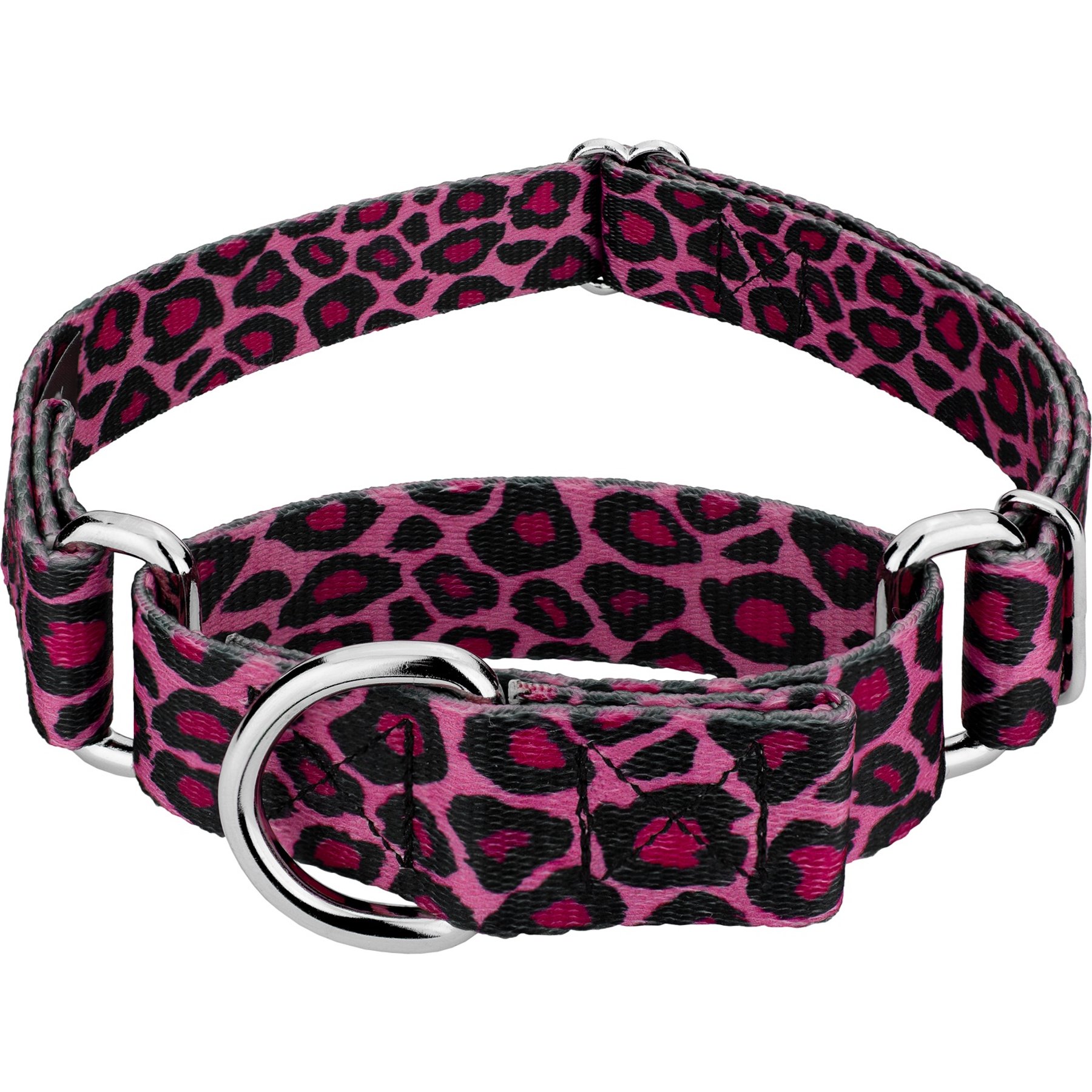 Country Brook Petz Leopard Polyester Martingale Dog Collar, Pink, XX-Small: 7 to 10-in neck, 1/2-in wide
