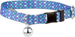 Country Brook Petz Mermaid Scales Breakaway Cat Collar, Blue, 8 to 12-in neck, 1/2-in wide