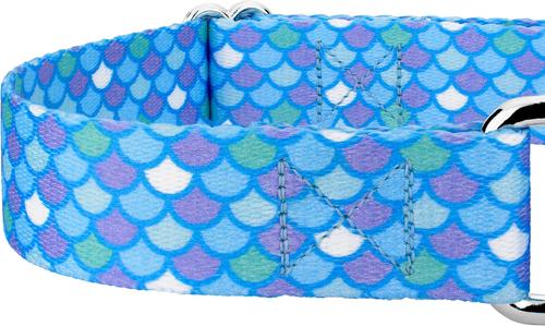 Show full view: Country Brook Petz Mermaid Scales Polyester Martingale Dog Collar, Blue, X-Small: 9 to 12-in neck, 1/2-in wide slide 7 of 7