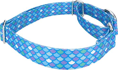 Show full view: Country Brook Petz Mermaid Scales Polyester Martingale Dog Collar, Blue, XX-Small: 7 to 10-in neck, 1/2-in wide slide 6 of 7