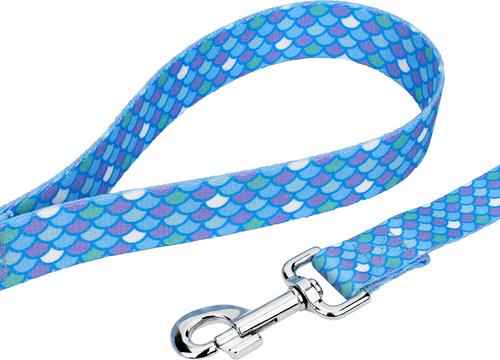 Show full view: Country Brook Petz Mermaid Scales Print Leash, Blue, edium: 4-ft long, 5/8-in wide slide 4 of 7