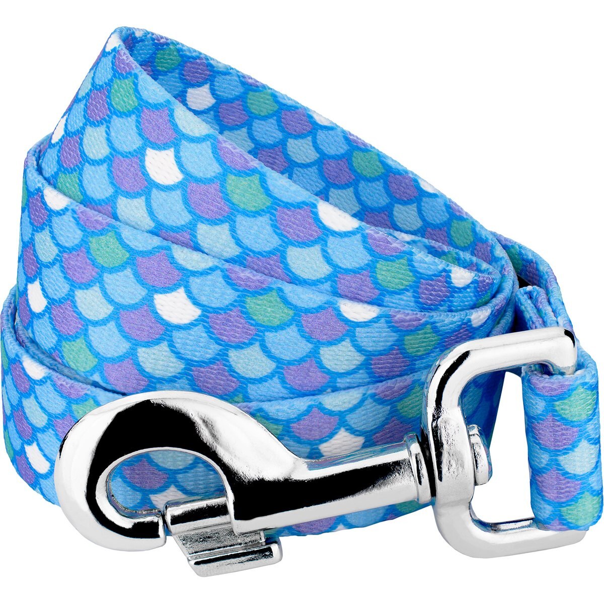 Country Brook Petz Mermaid Scales Print Leash, Blue, Medium: 6-ft long, 5/8-in wide
