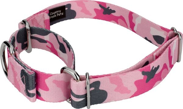 Country Brook Petz Pink & Grey Camo Martingale Dog Collar