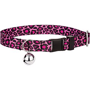 Country Brook Petz Pink Leopard Print Breakaway Cat Collar, Pink, 8 to 12-in neck, 1/2-in wide