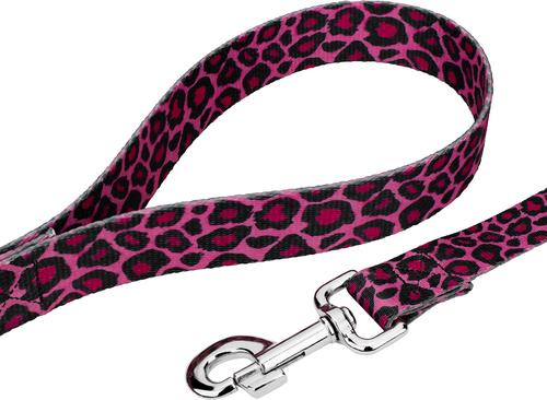 Show full view: Country Brook Petz Pink Leopard Print Leash, Pink, Medium: 4-ft long, 5/8-in wide slide 2 of 4