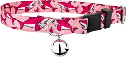Country Brook Petz Pink Sharks Breakaway Cat Collar, Pink, 8 to 12-in neck, 1/2-in wide